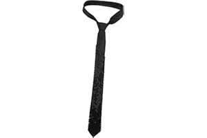 MOBUTOFU Sparkling Sequin Necktie for Men and Women Elegant Black Narrow Tie with Chic Embellishments