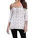 Jusfitsu Women's Low Cut Off Shoulder Casual T-shirt Loose Blouse Tops