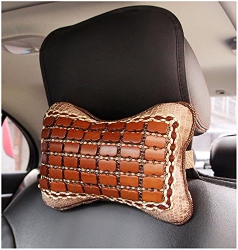 Natural Bamboo Square Car Neck Head Cushion Pillow Pad - 2 Set