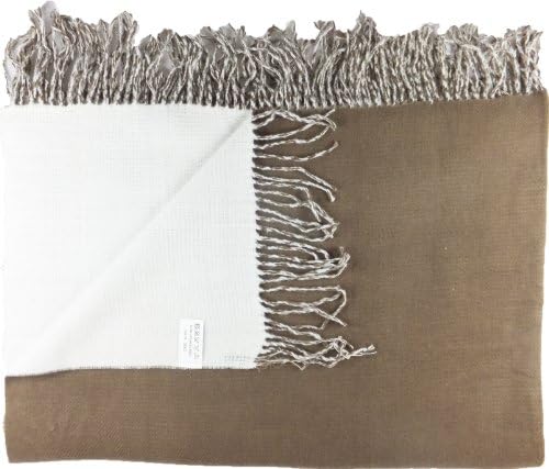 HOMETALE Super Soft Two-Color Reversible Blanket with Tassels 51x71 Brown/White