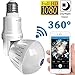 1080P Home WiFi Camera,360 Degree Panoramic Wireless VR Fisheye Security IP Camera for Home Baby/ Pet/ Elder /School/Office Monitor Indoor Light Bulb Camera Night Vision Motion Detection Camera
