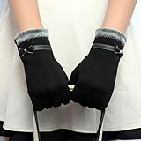 Beautyvan， Womens Fashion Touch Screen Winter Warm Wrist Gloves Mittens (Black)