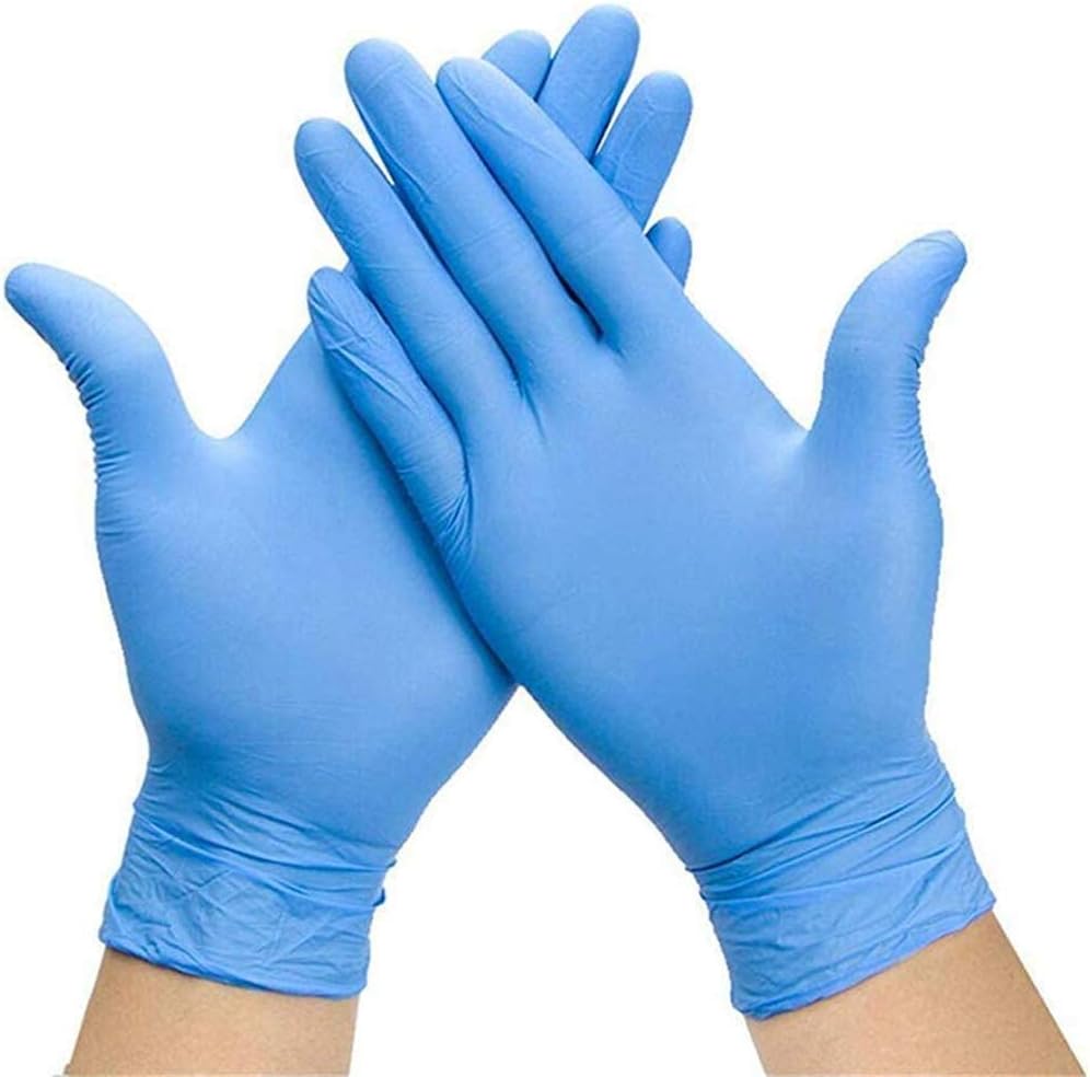 Cathery 100 Pieces Disposable Nitrile Gloves Powder Free Non Vinyl Latex Gloves for Medical Industry Home Kitchen Cleaning