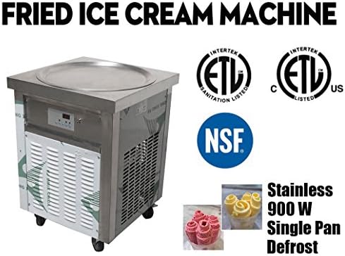 Fried Thai Ice Cream Single Pan Yogurt Machine Roll Maker Defrost ETL NSF Approved 5 Years Warranty