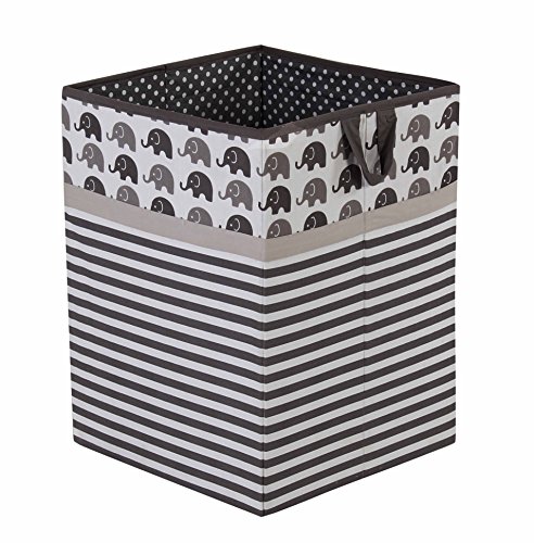 Bacati Elephants Unisex Fabric Collapsible Hamper, Grey