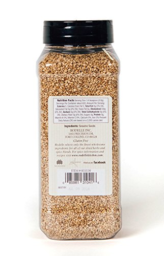RODELLE TOASTED NATURAL SESAME SEEDS GLUTEN FREE MADE IN USA, 18 OUNCE JAR