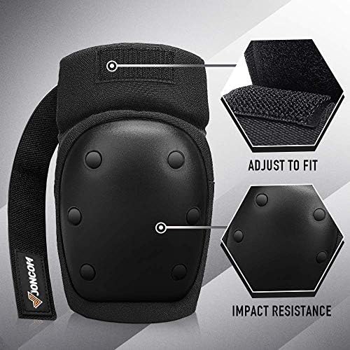 Set of knee, elbow, and wrist pads for protection during sports activities.