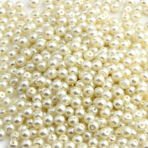 Ecloud ShopUS 2 pieces 500 White Round Ball Glass Faux Pearl Loose Beads 0.16" FASHION