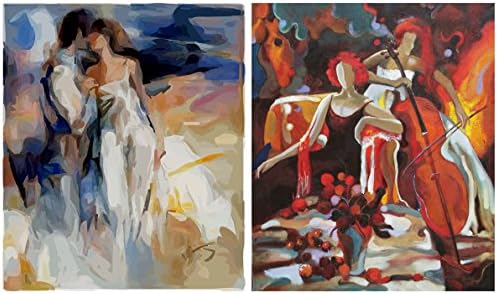 Crogyeya 2 Pieces Giclee Canvas Modern Abstract Wall Painting Canvas Prints for Home Decoration Wall Art Decor Colorful Dancers Canvas Oils 20x24inchx2pcs