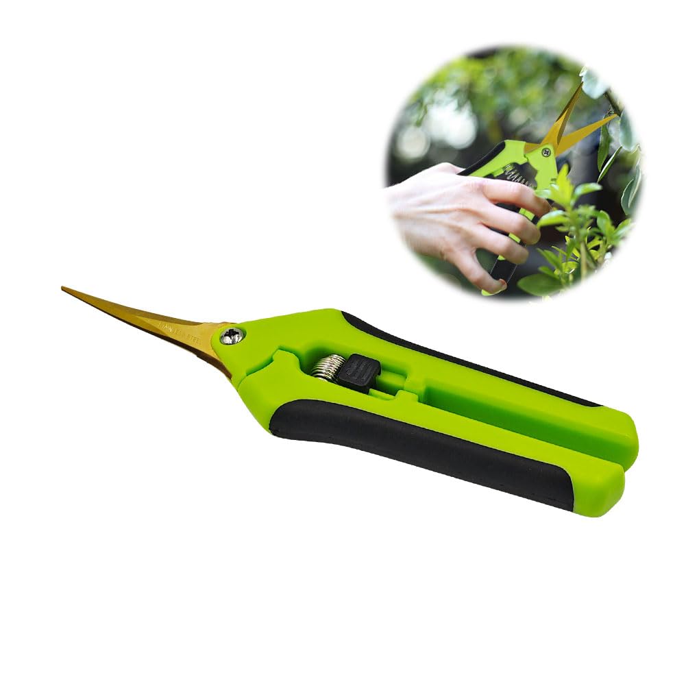 HAISHANG Professional Pruning Shears, Trimming Scissors Curved, Gardening Hand Pruner Pruning Secateurs with Titanium Coated Blades, Garden Scissors for Fruit Branch Bonsai Flower Plants