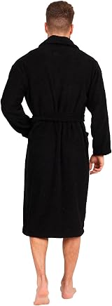 Adore Home Mens 100% Cotton Bathrobe Black Large Shawl Collar view 2