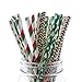 Ipalmay Disposable Straws Drinking Straw, Biodegradable Paper Straws, 7.75 Inches, Red and Green, Pack of 100