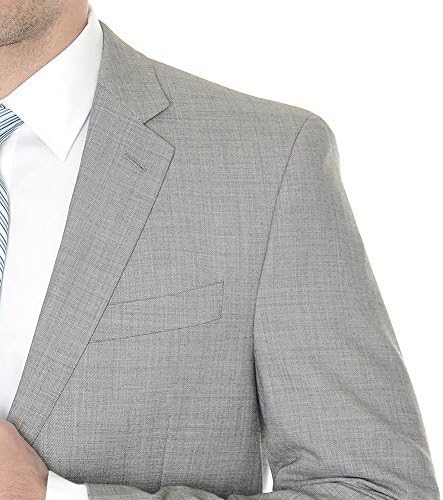 Alfani RED Slim Fit Light Gray Stepweave Three Piece Wool Suit-38-Regular-38R 30X32