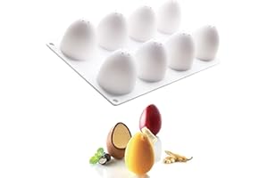 GERNIE 8 Cavities Easter 3D Egg Silicone Molds for Candle Mousse Cake Chocolate Candy Pastry Soap Muffin Dessert DIY Baking Tool Craft Art Supplies