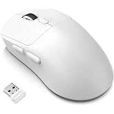 tlkawzy Wireless Mouse for Laptop, 2.4G Slim Rechargeable Portable Mouse, 1600 DPI Stylish Optical Mouse with USB Receiver, Noiseless Computer Mice for Laptop, PC, MacBook, 5 Buttons (White)