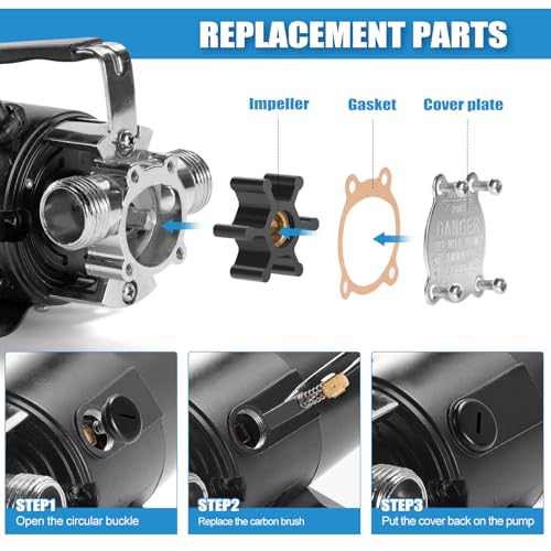 Water Transfer Pump, 115V 1/10HP Electric Utility Pump with On/Off Switch 2 * 6 ft Water Hoses Kit for Removing Water from Garden Pools Aquariums Hot Tub Draining 1/8’’ Low Suction for Rain Barrel