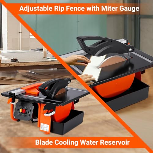 Takywep 7 inch Wet Tile Saw, 3450 RPM, Bevel cuts tile from photo 10