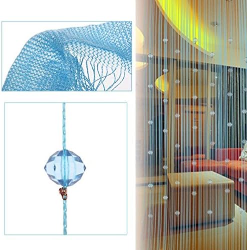 Wabrina 1x2 M Fashion Decoration Beaded String Curtain Door Divider Crystal Beads Tassel Screen Curtain Beads Panel for Wedding Coffee House Restaurant Parts, Blue