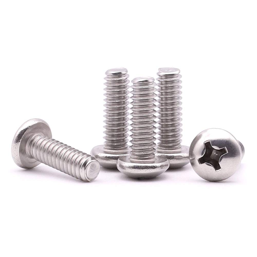 Photo 1 of #4-40 x 1/2" inch (100 pcs) Phillips Pan Head Machine Screw Bolt, 304 Stainless Steel 18-8 Rounded Head Screws, UNC Full Thread, Bright Finish