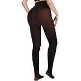 Tyusatu Fleece Lined Tights Women One Line High Waist Warm Sheer Fleece Tights Thick Thermal Pantyhose Winter Black