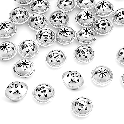MCPINKY Jingle Bells, Metal Craft Bells Bulk DIY Bells for Christmas Festival Decoration Home Decoration, 24PCS, 1 Inch in Diameter, Silver