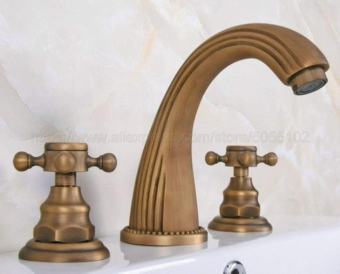 Grifo Grifo De Baño Grifo De Lavabo De Latón Antiguo Con Doble Orificio