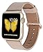 JSGJMY Compatible for Iwatch Band 42mm 44mm M/L Women Men Genuine Leather Loop Replacement Strap Compatible for iWatch Series 4 (44mm) Series 3 2 1 (42mm),Light tan with Champagne Gold Clasp