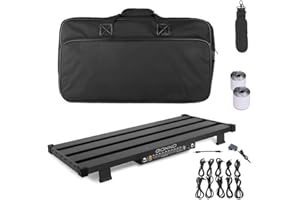 GOKKO Guitar Pedal Board 25.6''x11.9" with Integrated Power Supply and DI Module, Aluminum Powered Guitar Pedalboard with Carry Bag (GK-55)
