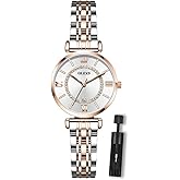 Women's Casual Stainless Steel Watch, Small Wrist Simple Watch for Women, Elegant Diamond Roman Numerals Ladies Dress Watch