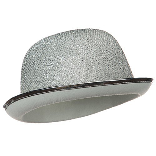 e4Hats.com Glitter Derby Hat - Silver Sparkle Costume