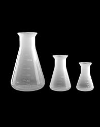 QWORK Erlenmeyer Flask, 3 Pack Clear Scale Plastic