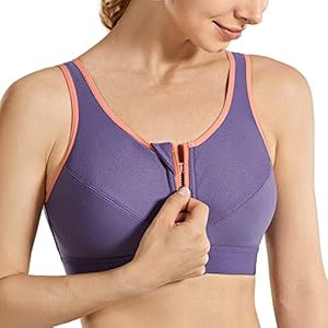 SYROKAN High Impact Wireless Racerback-sportbeha Met Hoge Ondersteuning Voor Dames Met Ritssluiting Aan De Voorkant