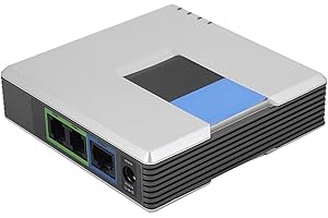 VoIP Phone Adapter,ASHATA Portable VoIP Gateway Internet Phone 2 Ports Adapter SIP RJ45 Cable for Linksys PAP2T (US)
