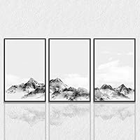 3 Piece Framed Canvas Wall Art Fog Above The Mountain Canvas Prints Home Artwork Decoration for Living Room,Bedroom - 16