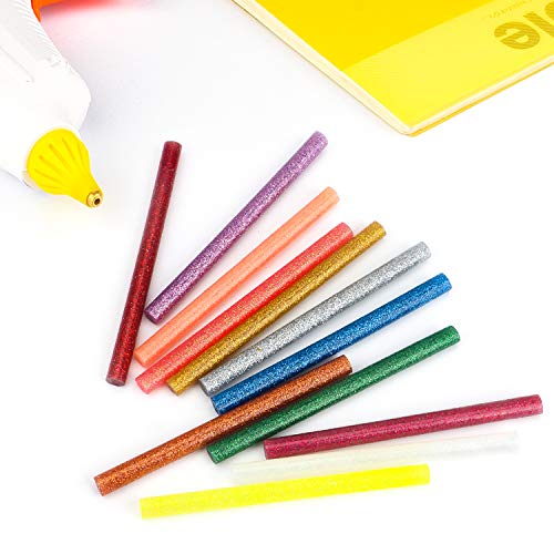 120PCS Glitter Colored Glue Sticks, Gartful Mini Size Melt Hot Glue Sticks 12 Colors for DIY, Art&Craft Projects, General Repair, Bonding, Diameter 0.28", Length 3.9"