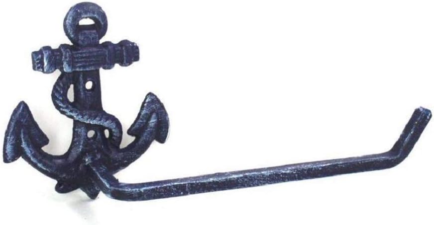 Hampton Nautical Rustic Light Blue Cast Iron Starfish Toilet Paper Holder 10 Bathroom Decoration-Beach Home