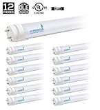 Hyperikon T8 LED Light Tube, 2ft, 8W (25W equivalent), 5000K (Crystal White Glow), Frosted Cover, Dual-end powered, DLC & UL - (Pack of 12)