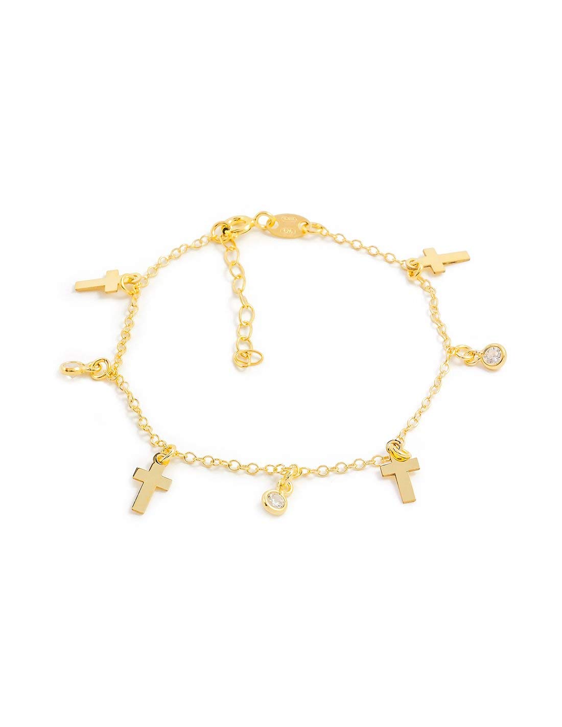 Monde Petit - 925 Sterling Silver Gold-plated Cross Cubic Zirconia bracelet shine