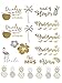 Bachelorettesy Wedding Temporary Tattoos 6 Sheets Bride Bachelorette Stickers 100+ Metallic Gold Tattoos for Bridal Party, Bachelorette Trip, Bridal Shower Party Decorations, Party Favors (Summer)