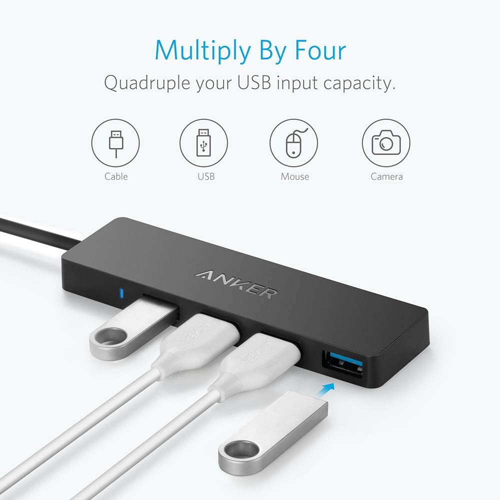 Anker 4Port USB 3.0 Ultra Slim Data Hub for Macbook, Mac Pro/mini