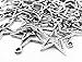 yueton 50pcs Vintage Double Star Sign Metal Charms Beads Pandent Jewelry Making Accessory (Silver)