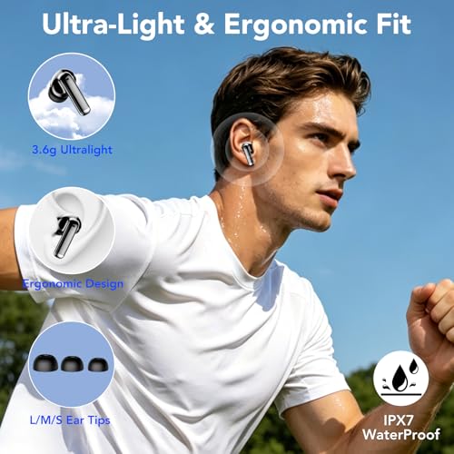 Tiksounds Wireless Earbuds, Bluetooth 5.4 Headphones in Ear with 4 ENC Mic Ear Buds Wireless Earphones Mini Ear Buds 40H Playtime HiFi Stereo Sound IPX7 Waterproof USB-C for iOS/iPhone/Android