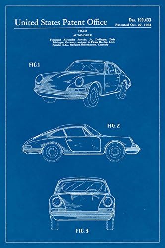 Porsche 911 Carrera Blueprint Art Poster