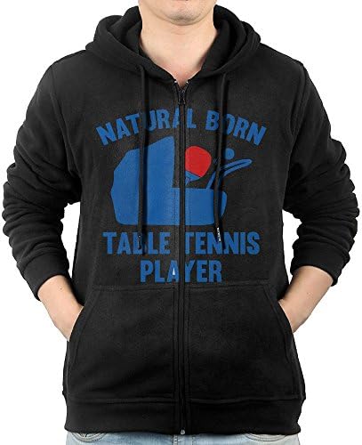 Natural Born Table Tennis Player Sweater Shirt Zipper Jacket Breathable Hoody For Mens Fit Gym Black Large