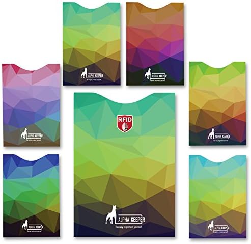 RFID Blocking Sleeve set of 6 x credit card protector and 1 x passport holder sleeve, Unique exclusive stylish designs for daily use Secure Identity Theft Protection, MUST BE with any traveler