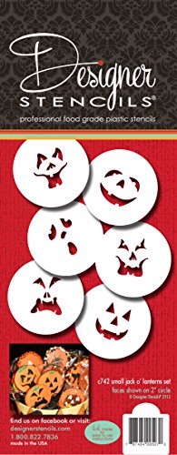 Designer Stencils 742 Mini Jack-o-Lantern Faces Cookie Stencils, Beige/semi-transparent