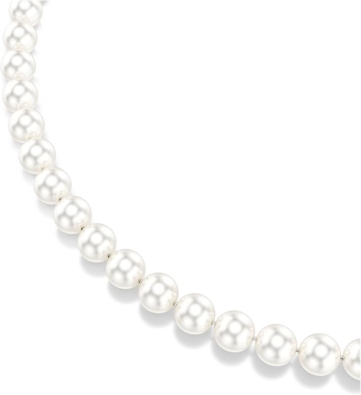 Collana Matrix, Crystal Pearl, Bianca, Placcato rodio