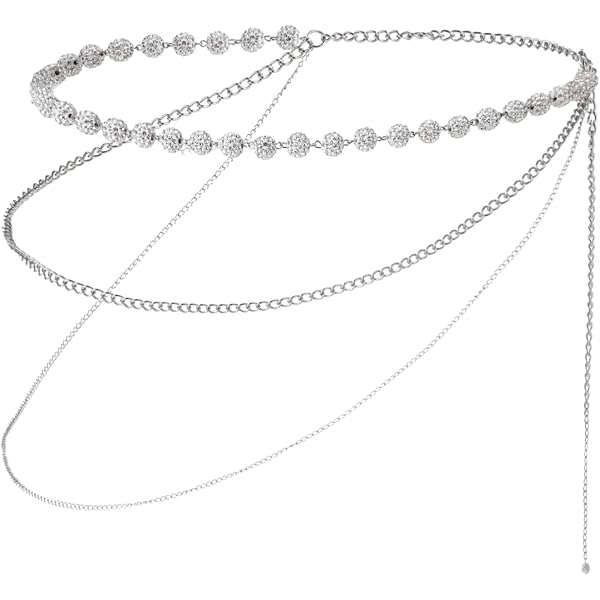 Amazon.com: Silver Chain Belt for Women Multilayer Link  display picture 3