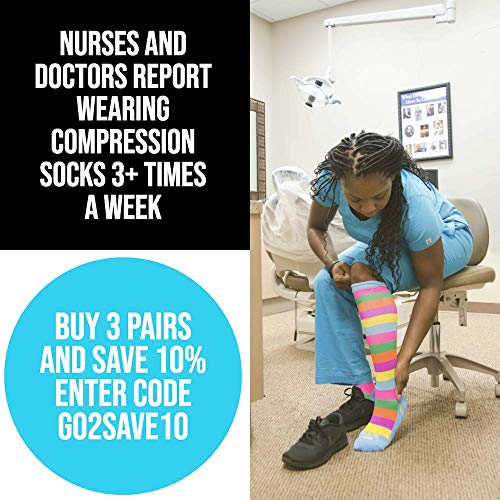 Go2Socks Compression Socks for Men Women Nurses Runners 20-30mmHg Medical Stocking Athletic (CarBlue,S) - Thumbnail 7