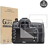 (3-Pack) Tempered Glass Screen Protector for Nikon D3500 D3400 D3300 D3200 D3100, Akwox [0.3mm 2.5D High Definition 9H] Optical LCD Premium Glass Protective Cover